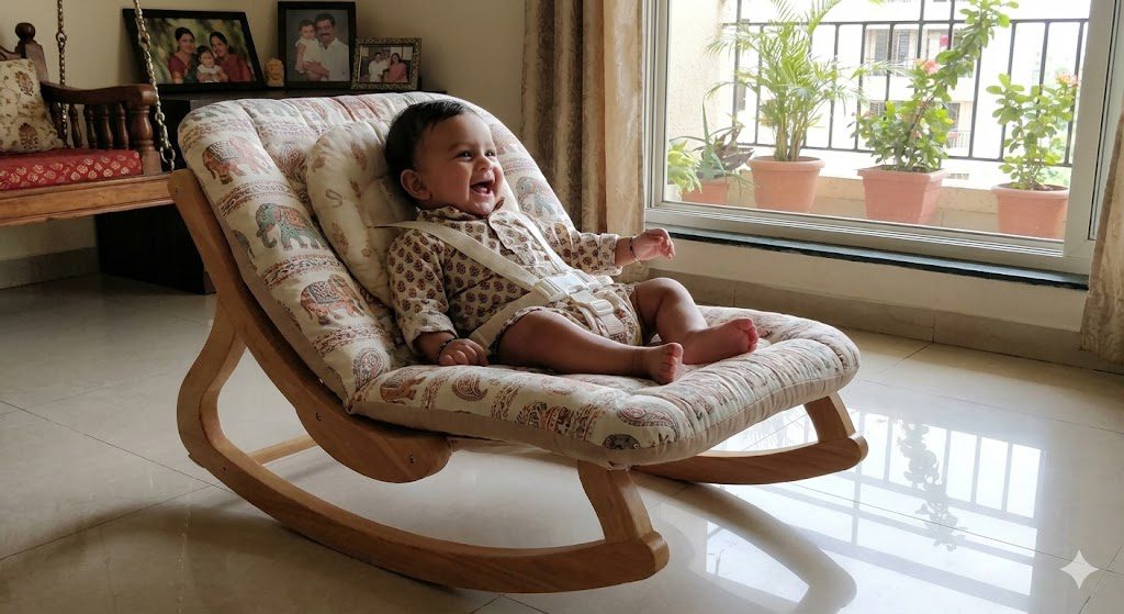 Top 10 Best Baby Rocking Chairs in India 2026: The Ultimate Buying Guide 2 Baby enjoying a safe and comfortable rocking chair in India