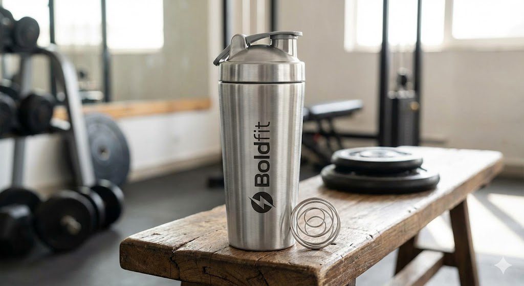 Top 10 Best Shaker Bottles in India 2026: The Ultimate Buyer's Guide 26 Boldfit stainless steel protein shaker bottle India premium