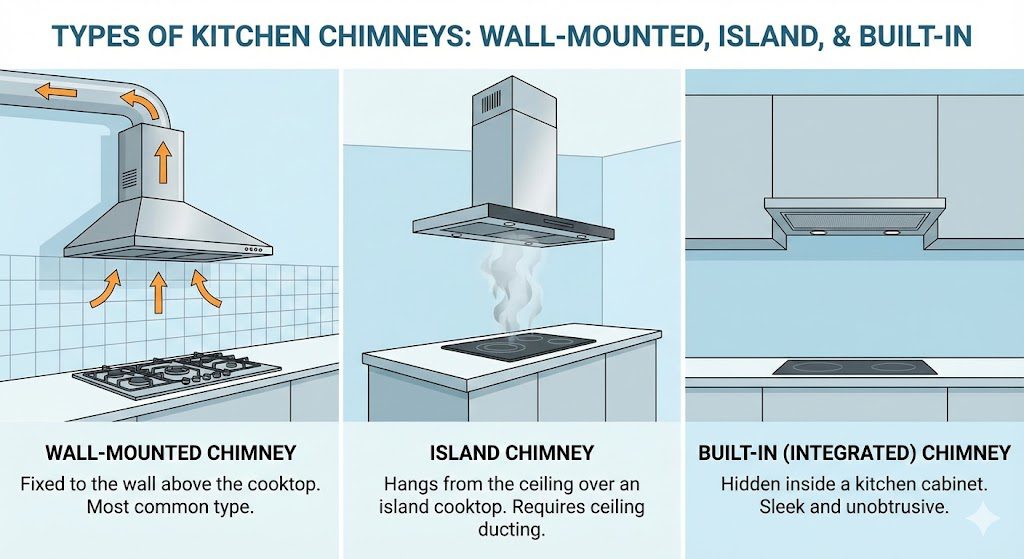 Top 10 Best Kitchen Chimney in India 2026: Complete Buying Guide 2 Types of kitchen chimneys available in India comparison