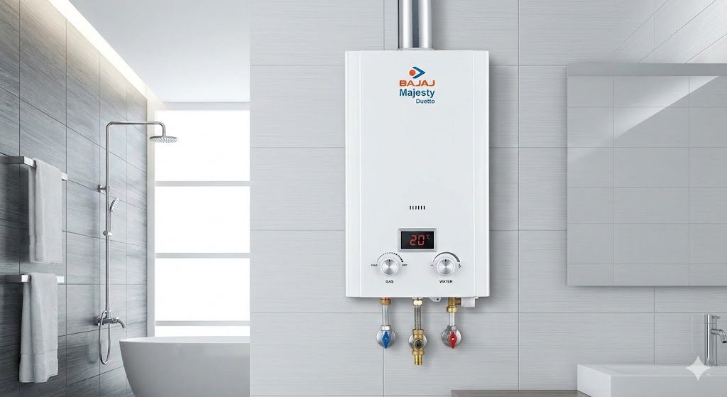 Bajaj Majesty Duetto LPG gas geyser instant water heater
