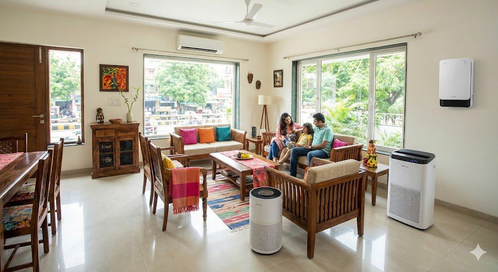 Best air purifiers in India displayed in modern Indian home