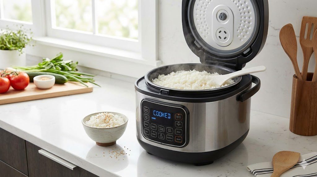 Best electric rice cooker in India with cooked basmati rice