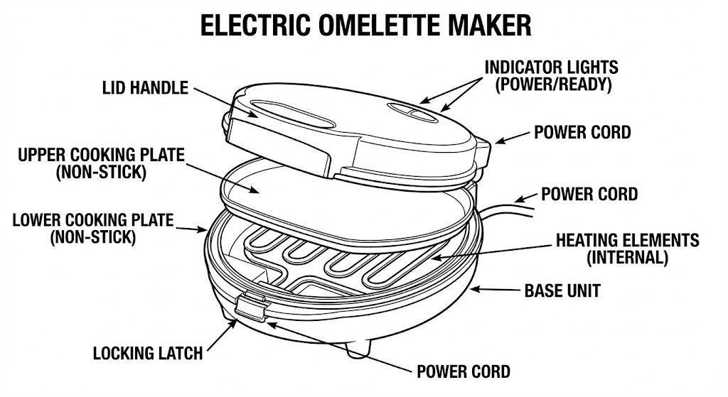 Electric omelette maker parts and components explained