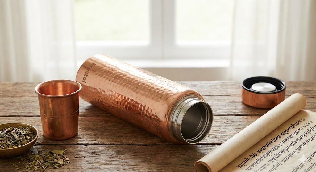 Frestol copper-coated stainless steel water bottle with Ayurvedic benefits