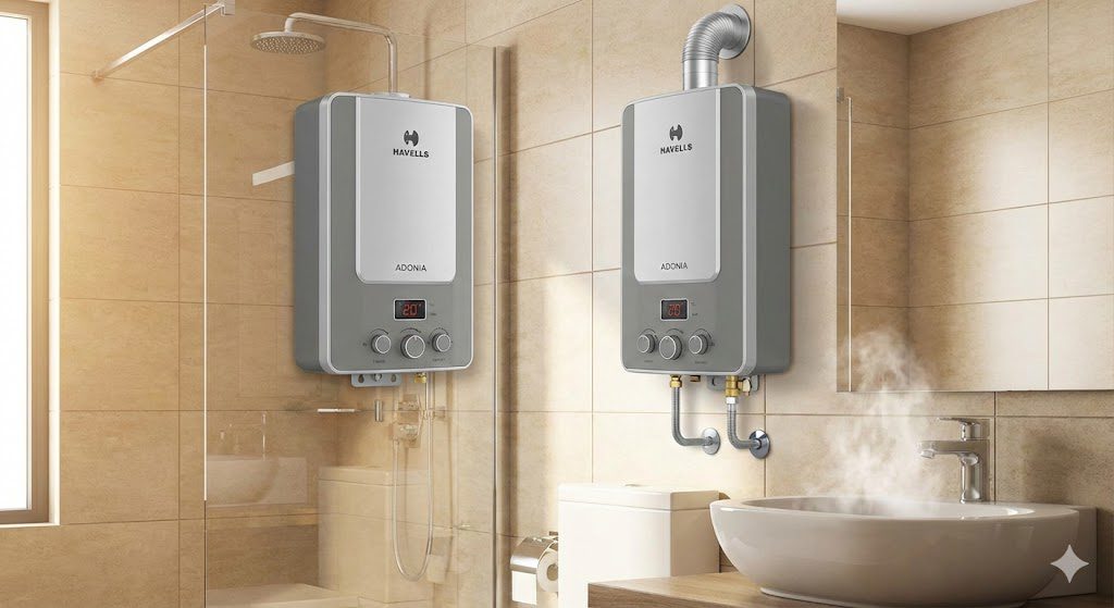 Havells Adonia LPG gas water heater with digital display