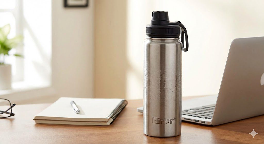 Nirlon mid-range stainless steel water bottle with lid