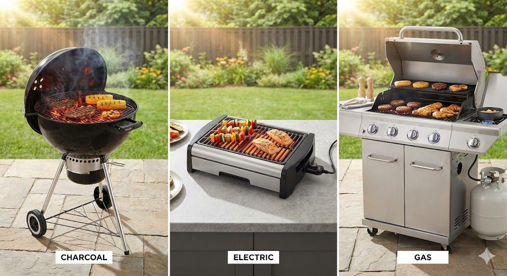 Types of BBQ grills available in India - charcoal, electric, and gas comparison