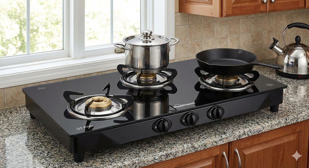 Sunflame GT Pride 3 burner gas stove for heavy Indian cooking