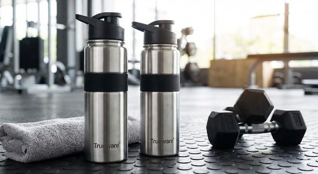 Trueware gym and sports stainless steel water bottle with sipper lid