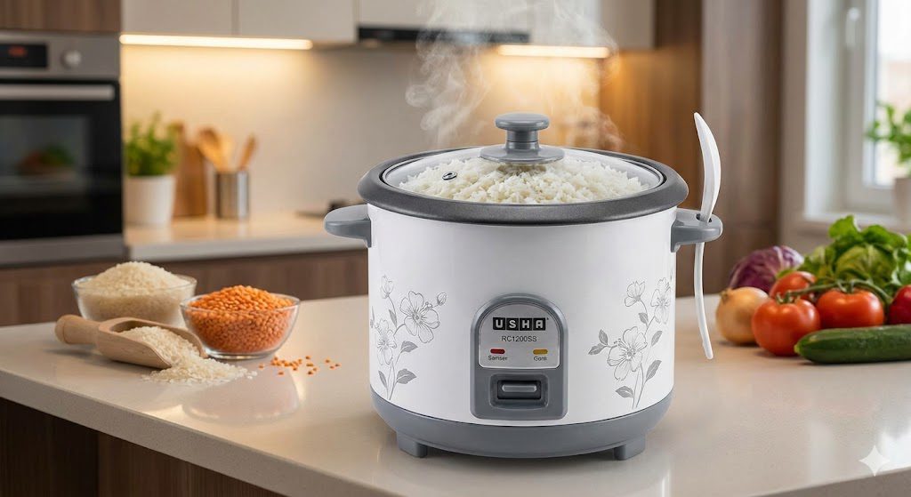 Usha 1 litre electric rice cooker India compact design