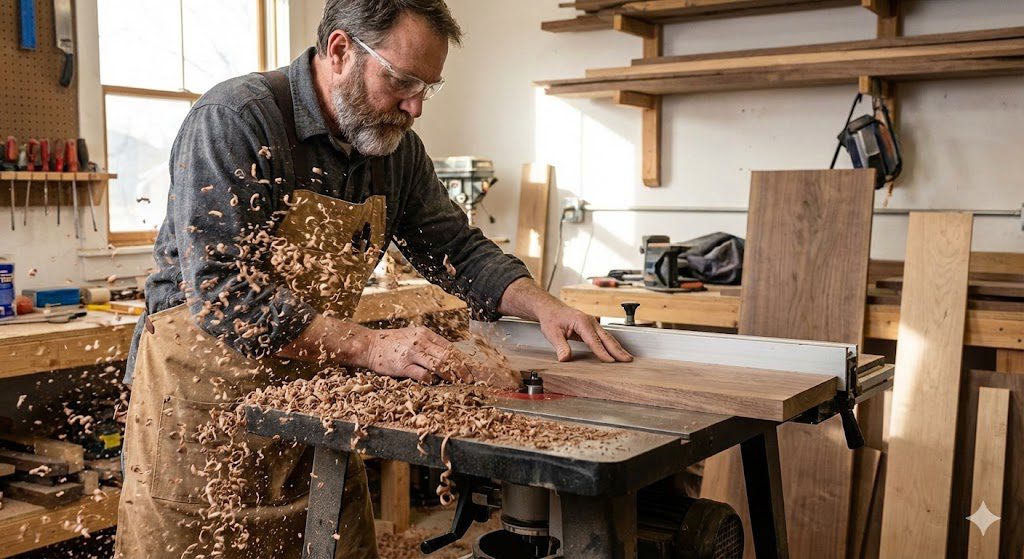 Woodworker using one of the best router tables to create precise edge profiles