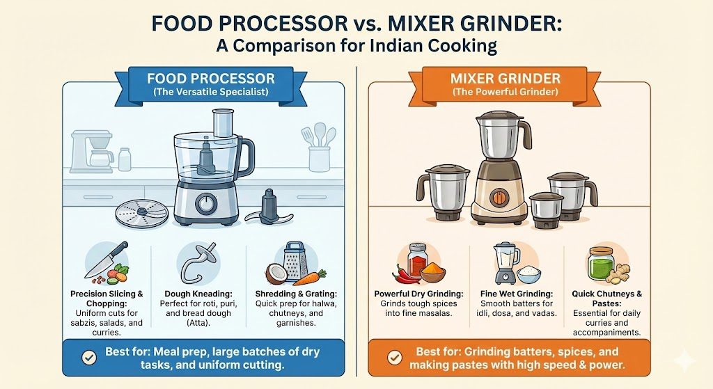 Food processor vs mixer grinder